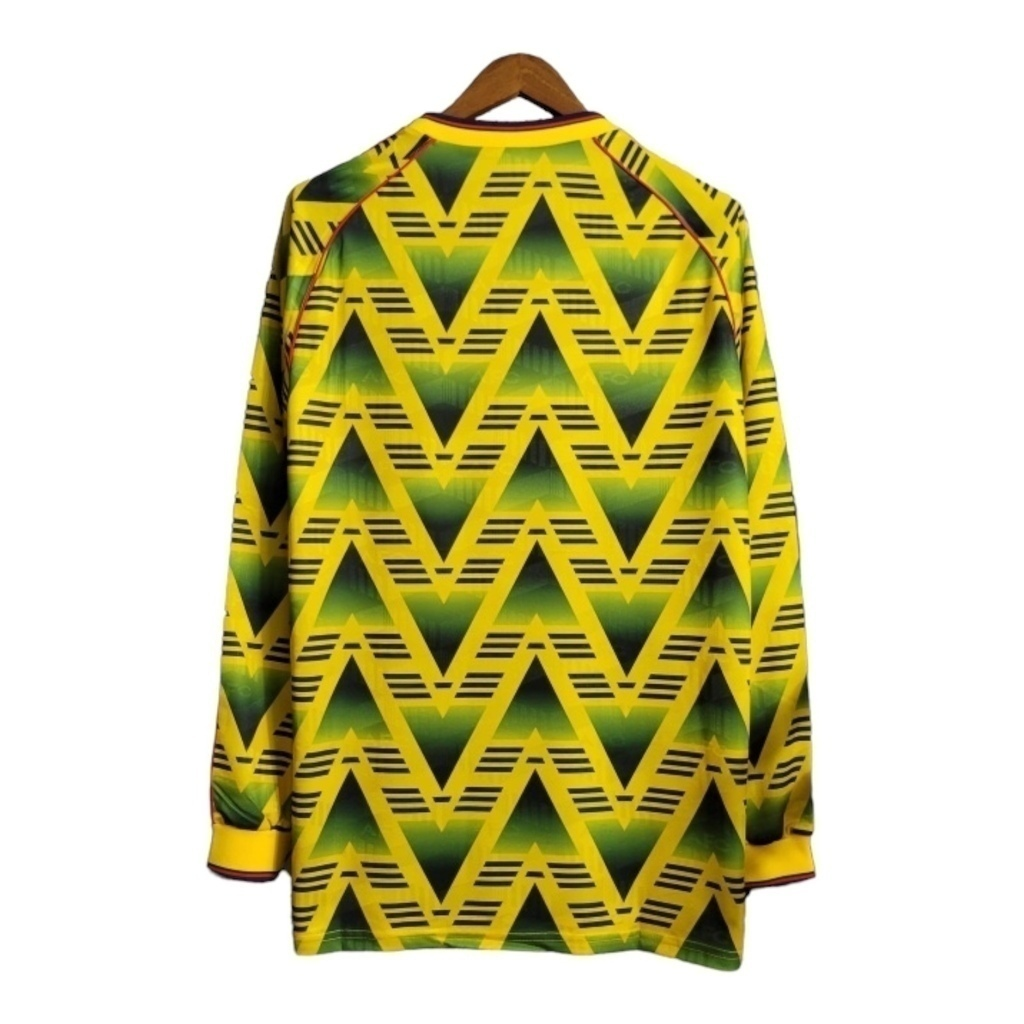 Camisa Arsenal II 1991/1993 Manga Longa - Retrô Adidas - Amarela com detalhes em verde e vermelho
