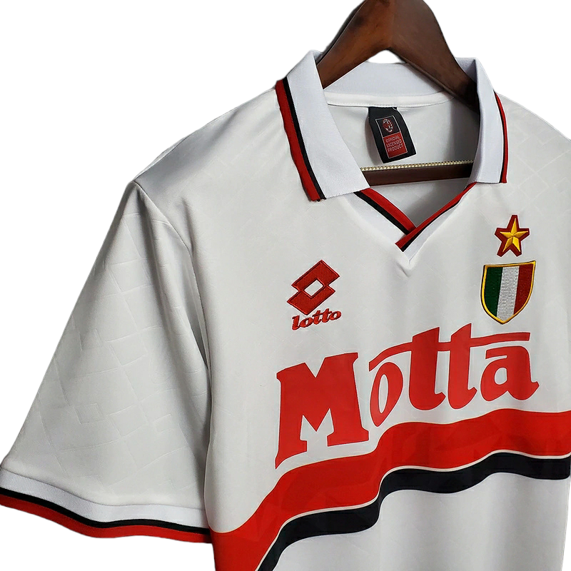 Camisa AC Milan II 1993/1994 - Retrô Lotto - Branca com detalhes em vermelho