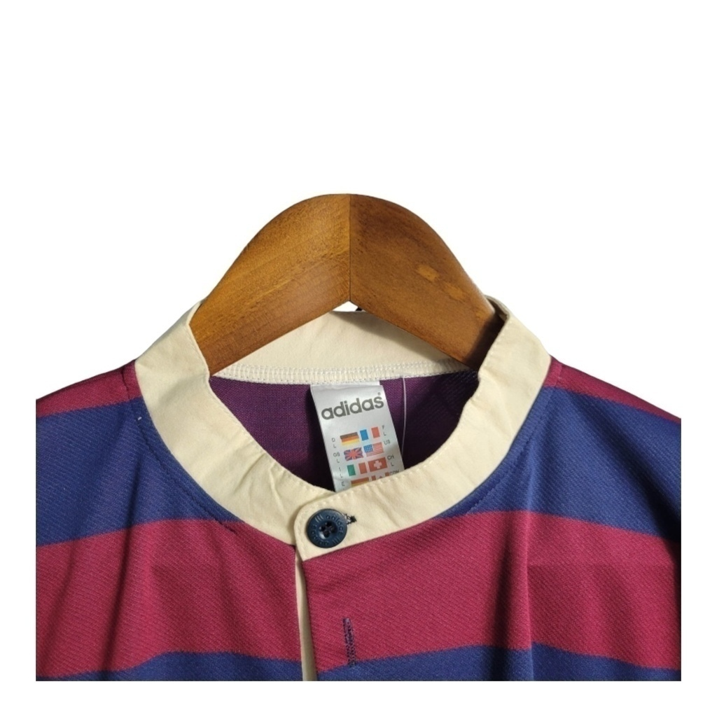 Camisa Newcastle II 1995/1996 - Retrô Adidas - Azul com listras vinho e detalhes em bege
