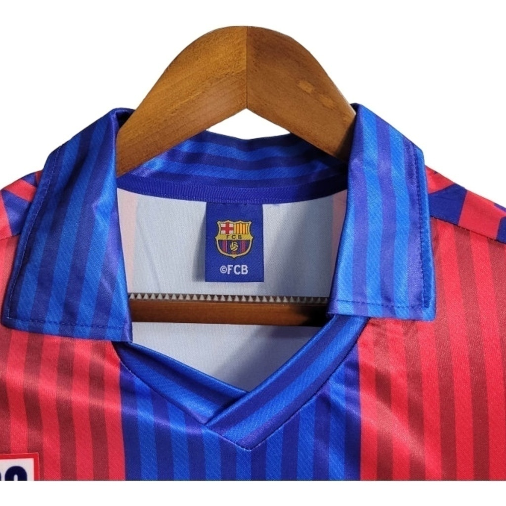 Camisa Barcelona I 1992 Manga Longa - Retrô Meyba - Azul e vermelha