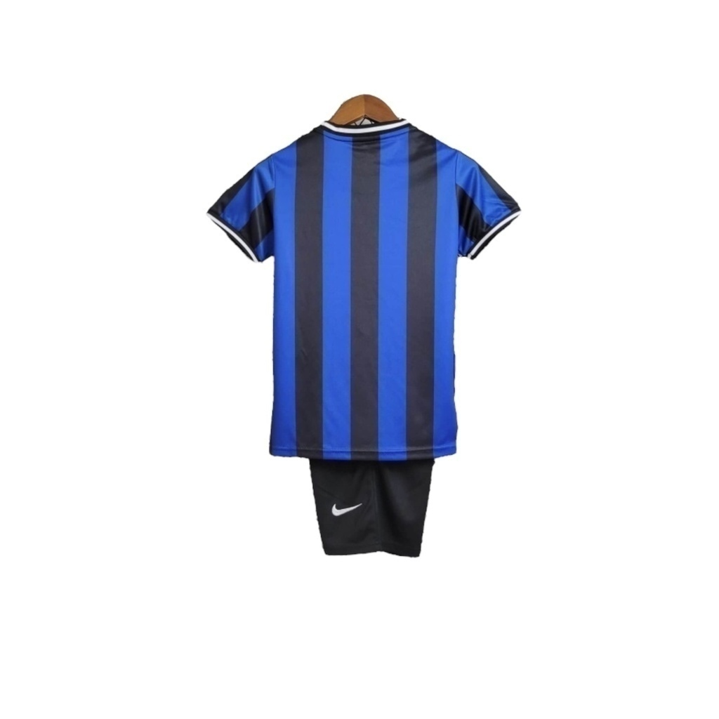 Conjunto Infantil Inter de Milão I 2009/2010 - Retrô Nike - Azul com detalhes em preto e branco