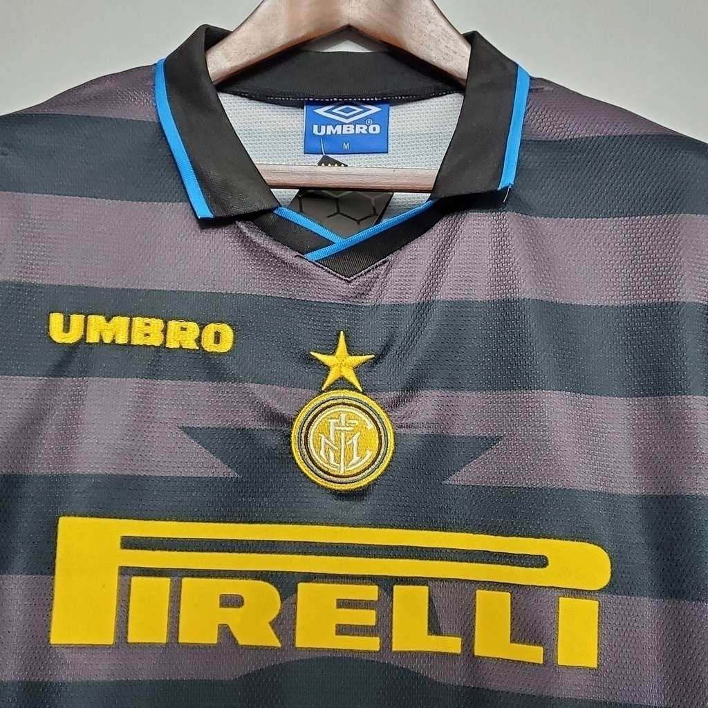 Camisa Inter de Milão II 1997/1998 - Retrô Umbro - Preta e cinza