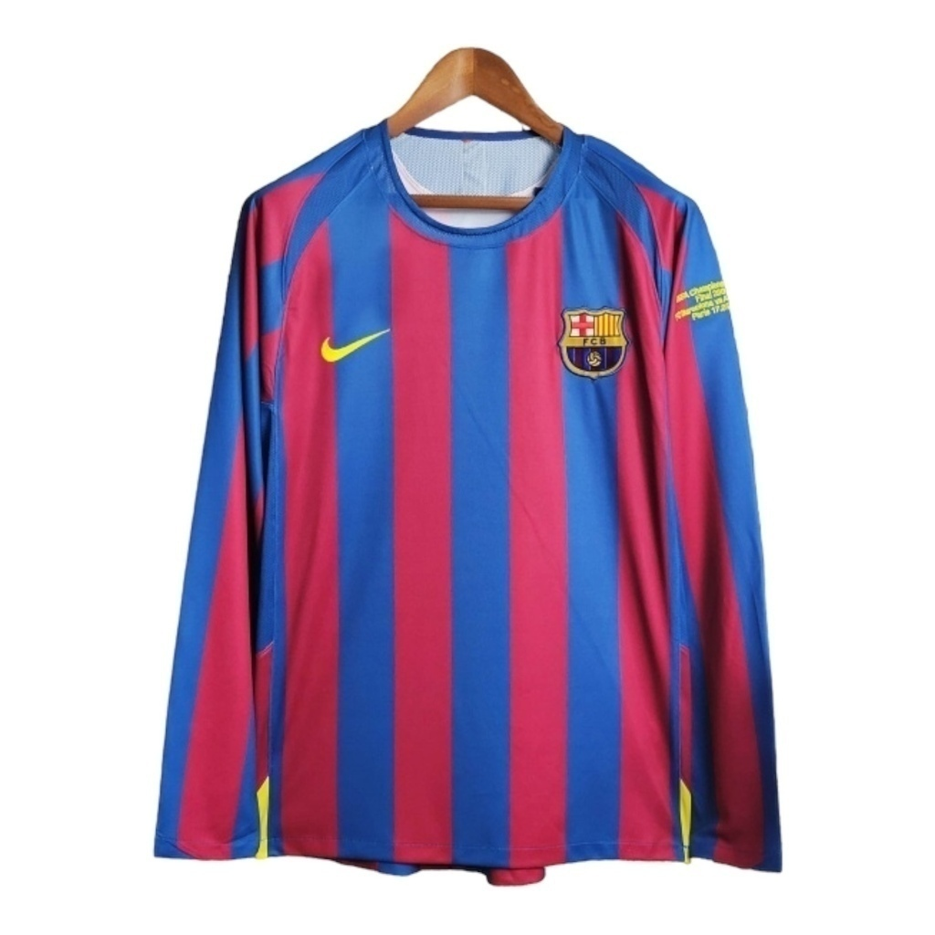 Camisa Barcelona I 2005/2006 Manga Longa - Retrô Nike - Azul e vermelha