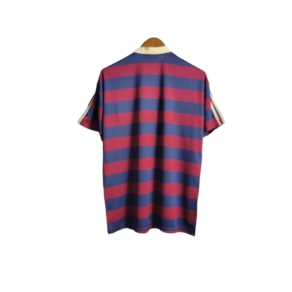 Camisa Newcastle II 1995/1996 - Retrô Adidas - Azul com listras vinho e detalhes em bege