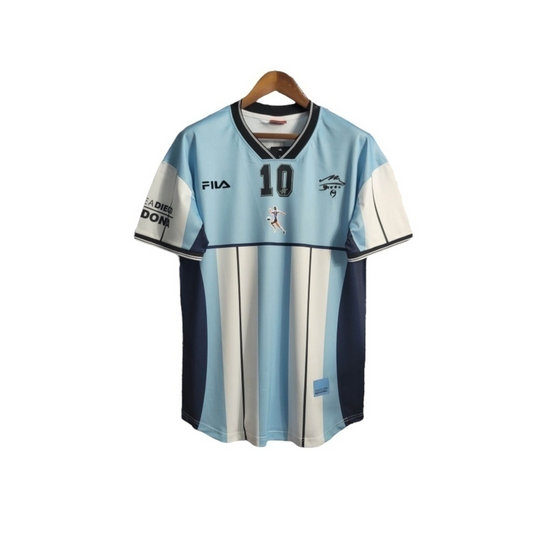 Camisa Seleção da Argentina 2010 Maradona - Retrô Fila - Azul com detalhes em branco e preto