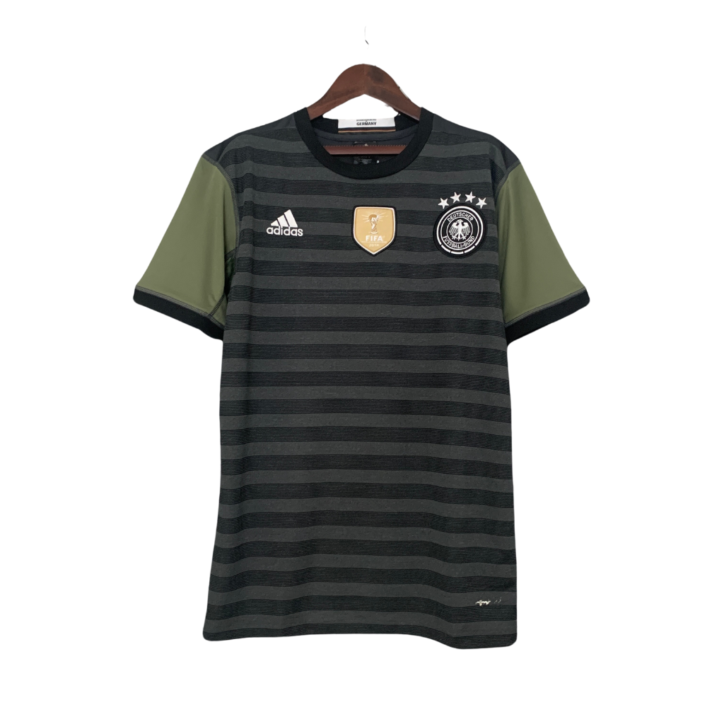 Camisa Seleção da Alemanha II 2016 - Retrô Adidas - Preta com detalhes em verde