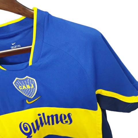 Camisa Boca Juniors 2001 - Retrô Nike - Azul com detalhes em amarelo