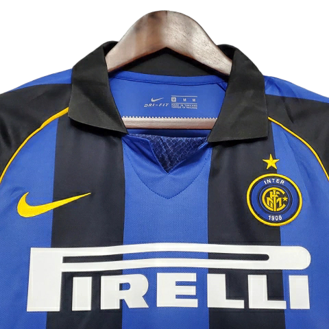Camisa Inter de Milão I 2001/2002 - Retrô Nike - Azul e preta