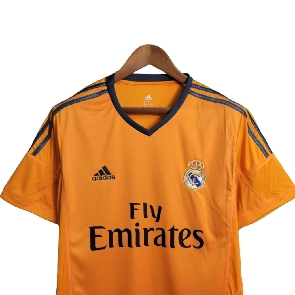 Camisa Real Madrid II 2013/2014 - Retrô Adidas - Laranja com detalhes em cinza