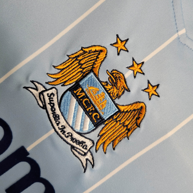 Camisa Manchester City I 2007/2008 - Retrô - Azul com detalhes em branco