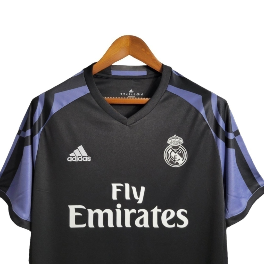 Camisa Real Madrid II 2016/2017 - Retrô Adidas - Preta com detalhes em roxo