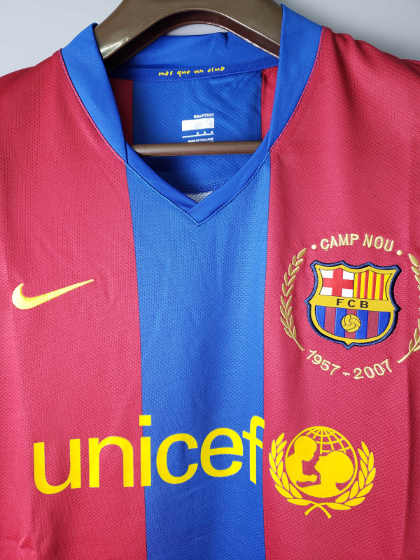 Camisa Barcelona I 2007/2008 Manga Longa - Retrô Nike - Vermelha e azul