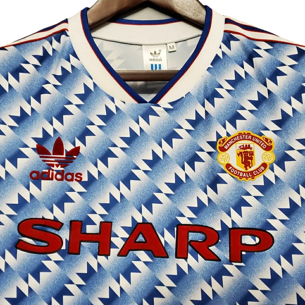 Camisa Manchester United 1990/1992 - Retrô Adidas - Azul e Branca