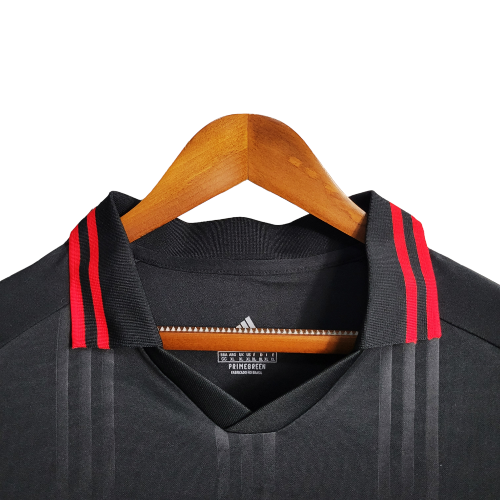 Camisa Flamengo III 2019/2020 Manga Longa - Retrô Adidas - Preta com detalhes em vermelho