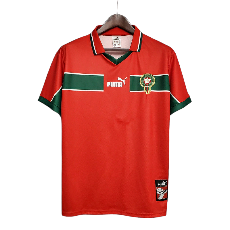 Camisa Seleção de Marrocos 1998 - Retrô Puma - Vermelha e Verde