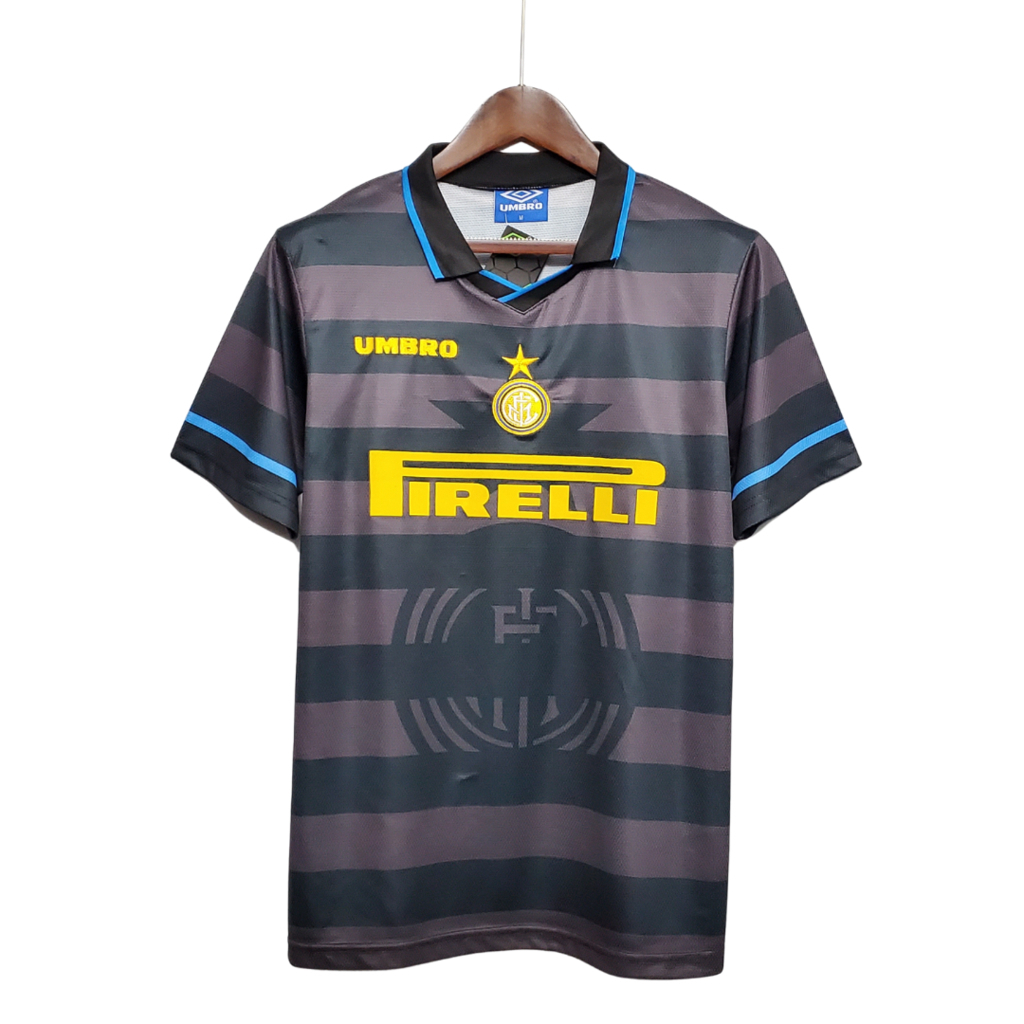 Camisa Inter de Milão II 1997/1998 - Retrô Umbro - Preta e cinza