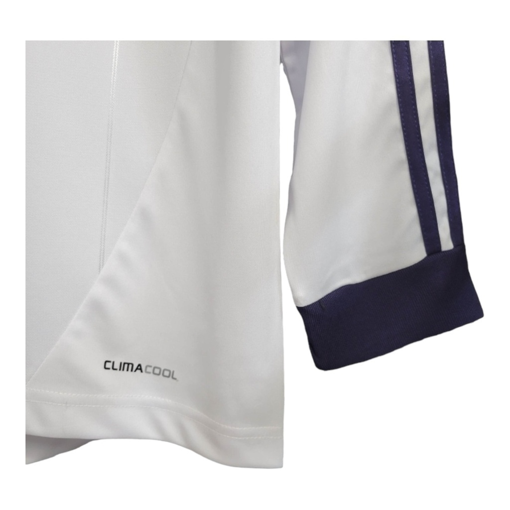 Camisa Real Madrid I 2012/2013 Manga Longa - Retrô Adidas - Branca com detalhes em azul