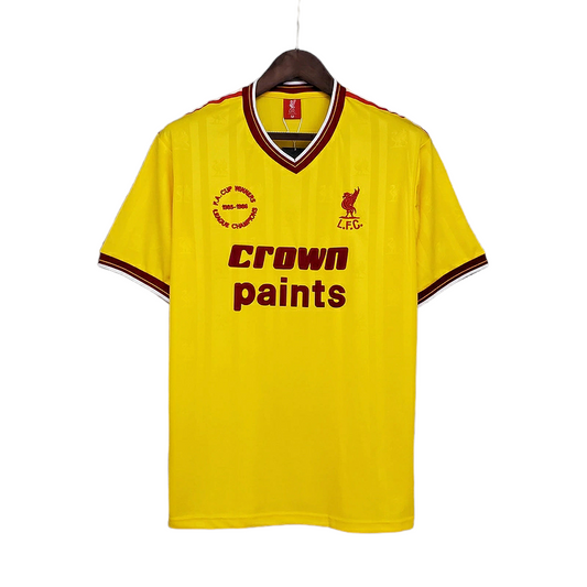 Camisa Liverpool 1985/1986 - Retrô - Amarela com detalhes em vermelho e branco