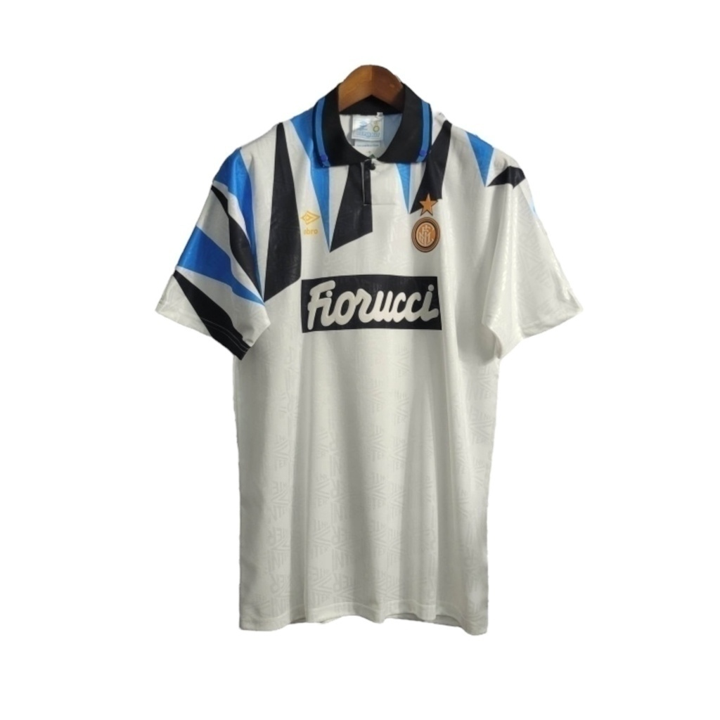 Camisa Inter de Milão II 1992/1993 - Retrô Umbro - Branca com detalhes em azul e preto