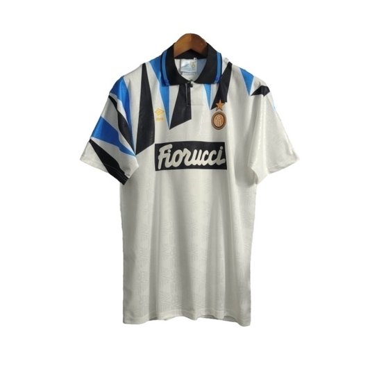Camisa Inter de Milão II 1992/1993 - Retrô Umbro - Branca com detalhes em azul e preto