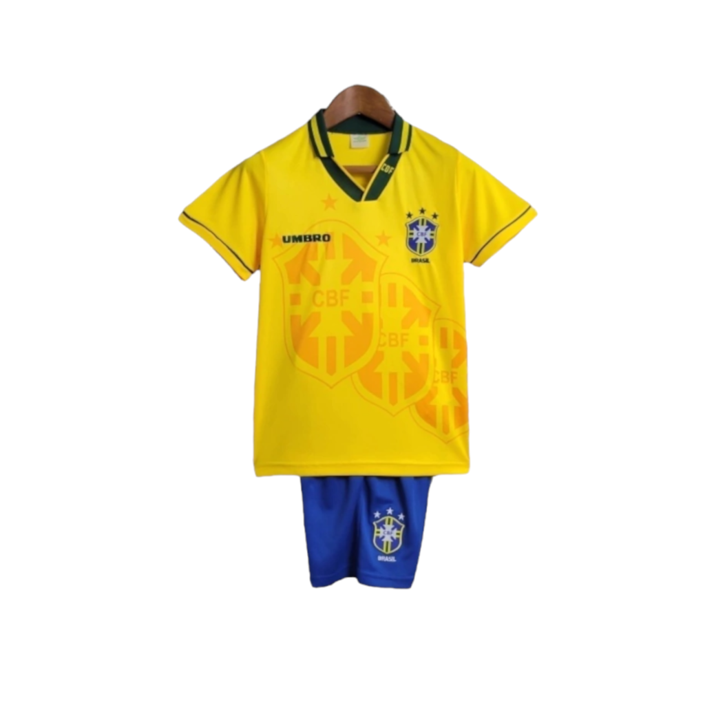 Conjunto Infantil Seleção Brasileira 1994 - Retrô Umbro - Amarelo