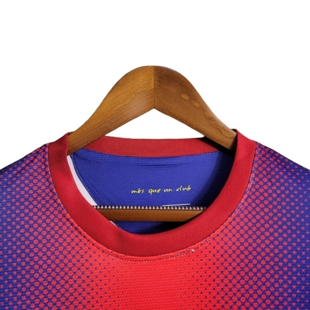 Camisa Barcelona I 2012/2013 Manga Longa - Retrô Nike - Azul com detalhes em vermelho