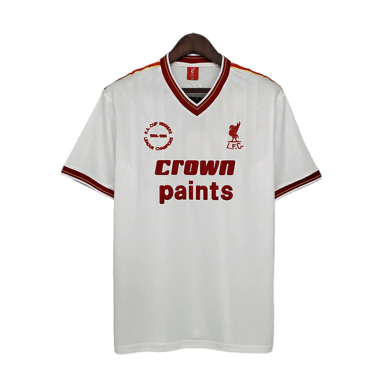 Camisa Liverpool 1985/1986 - Retrô - Branca com detalhes em vermelho