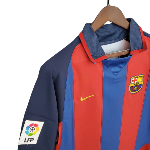 Camisa Barcelona 2003/2004 - Retrô Nike - Azul e Grená