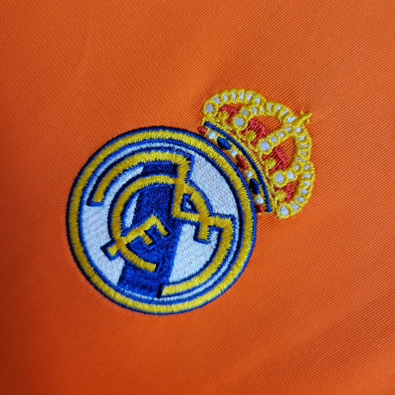 Camisa Real Madrid II 2013/2014 Manga Longa - Retrô Adidas - Laranja com detalhes em cinza