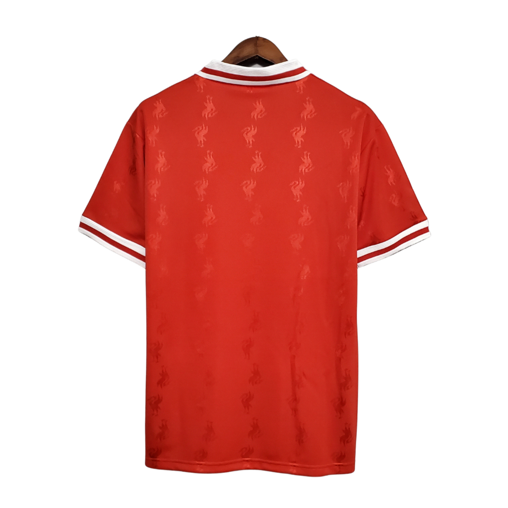Camisa Liverpool I 1996/1997 - Retrô Reebok - Vermelha com detalhes em branco