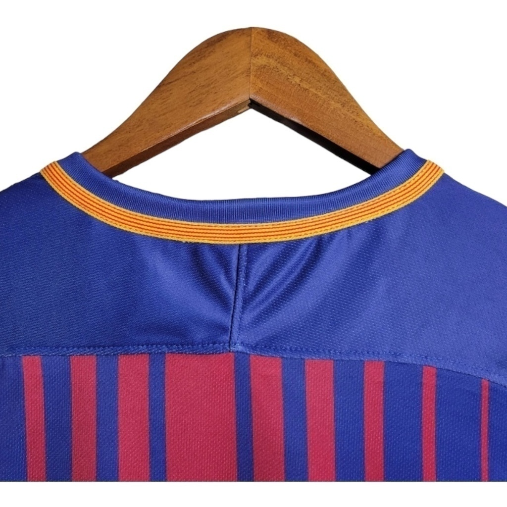 Camisa Barcelona I 2017/2018 - Retrô Nike - Azul com detalhes em vermelho e amarelo