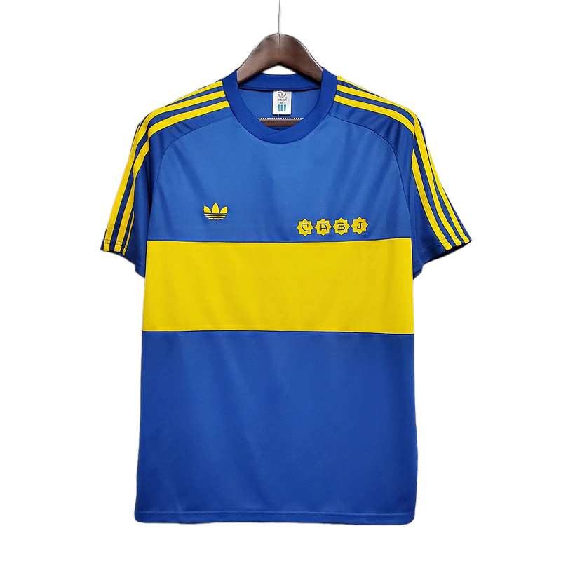 Camisa Boca Juniors 1981 - Retrô Adidas - Azul com detalhes em amarelo