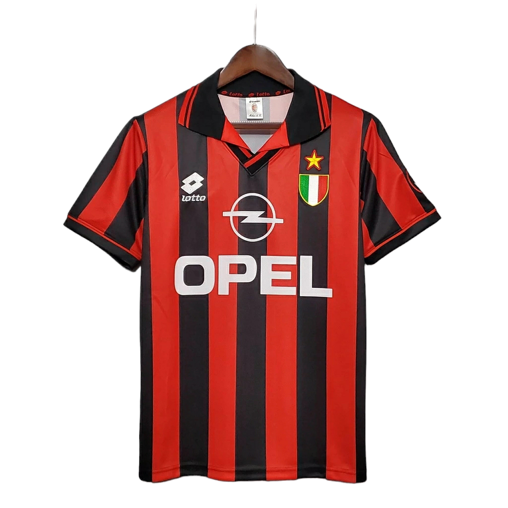 Camisa AC Milan 1996/1997 - Retrô Lotto - Vermelha e preta