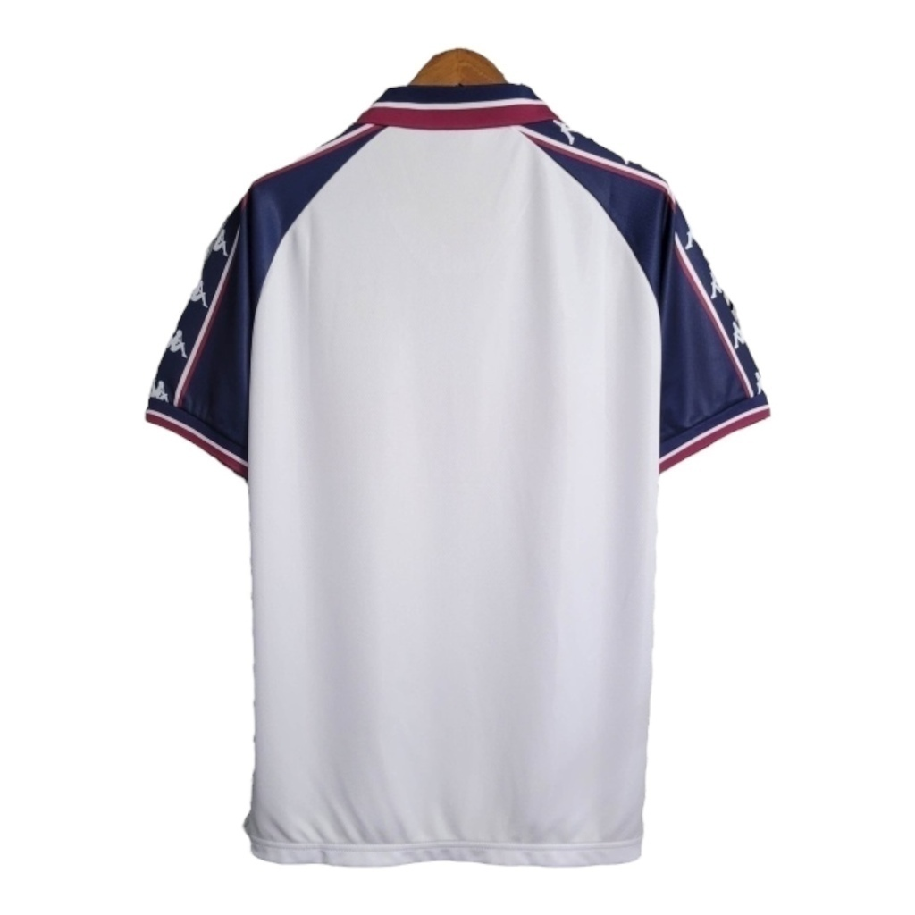 Camisa Manchester City II 1997/1998 - Retrô Kappa - Branca com detalhes em azul e vinho