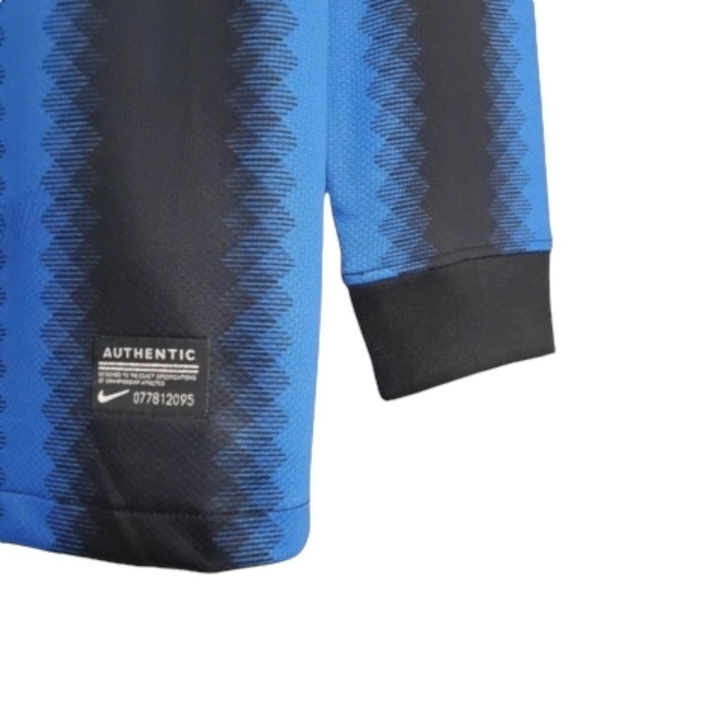 Camisa Inter de Milão I 2010/2011 Manga Longa - Retrô Nike - Azul e preta