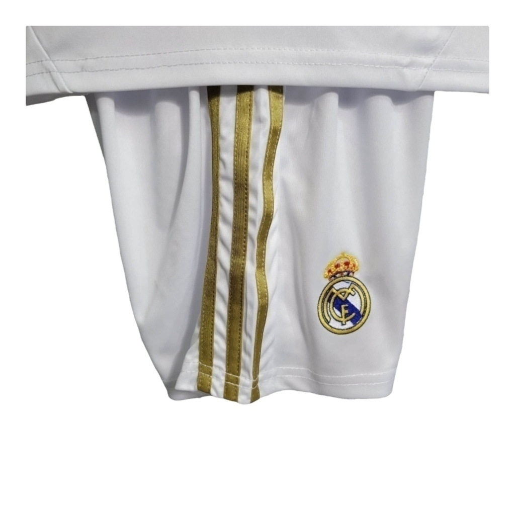 Conjunto Infantil Real Madrid I 2011/2012 - Retrô Adidas - Branco com detalhes em dourado