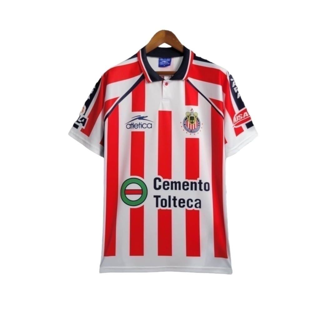 Camisa Chivas Guadalajara 2002/2003 - Retrô Atlética - Branca com detalhes em vermelho e azul