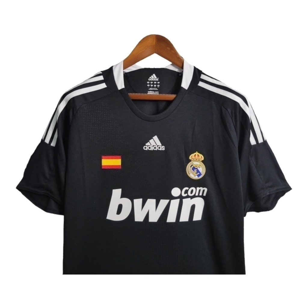 Camisa Real Madrid II 2008/2009 - Retrô Adidas - Preta com detalhes em branco