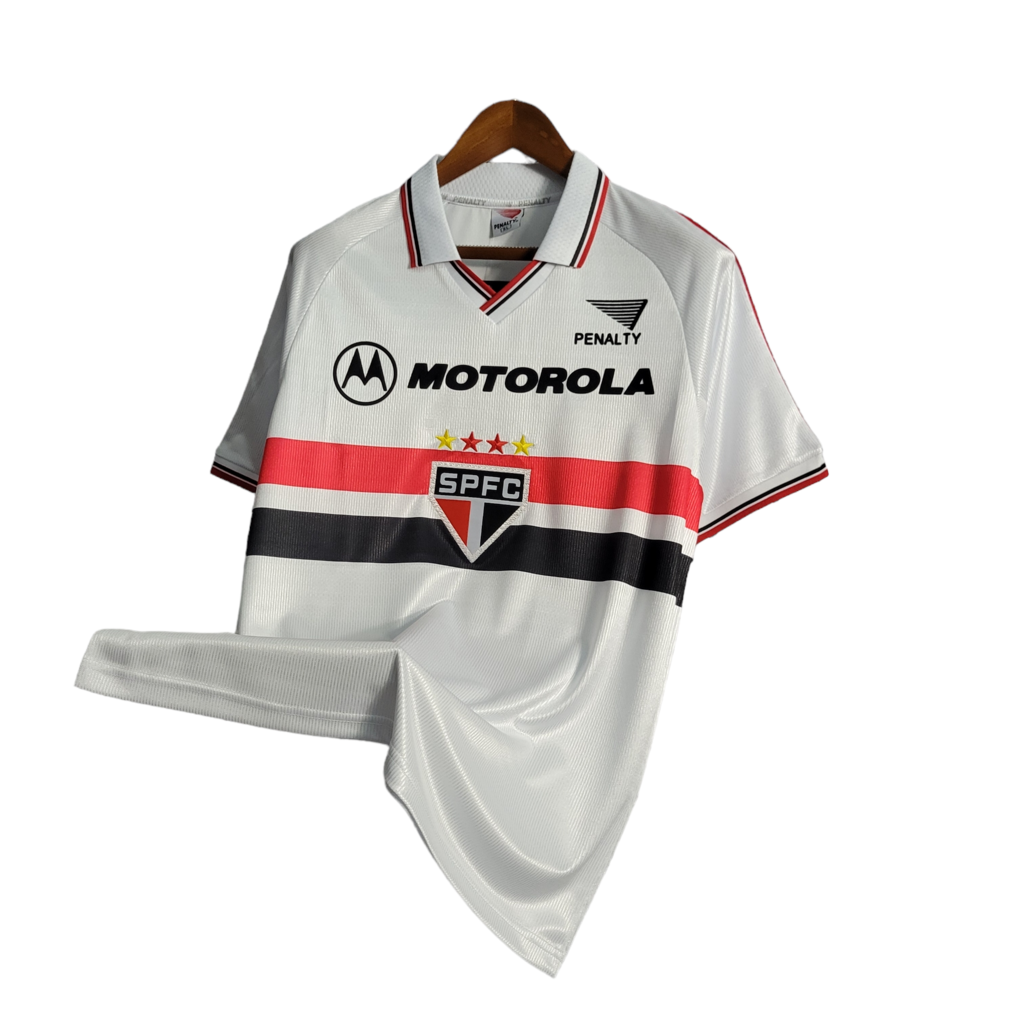 Camisa São Paulo I 2000 - Retrô Penalty - Branca com símbolo da Motorola