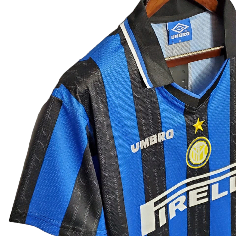 Camisa Inter de Milão 1997/1998 - Retrô Umbro - Azul e preta