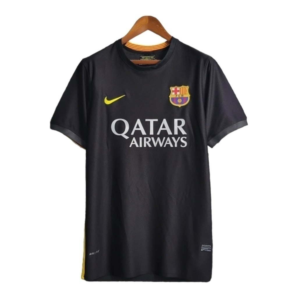 Camisa Barcelona III 2013/2014 - Retrô Nike - Preta com detalhes em amarelo e vermelho