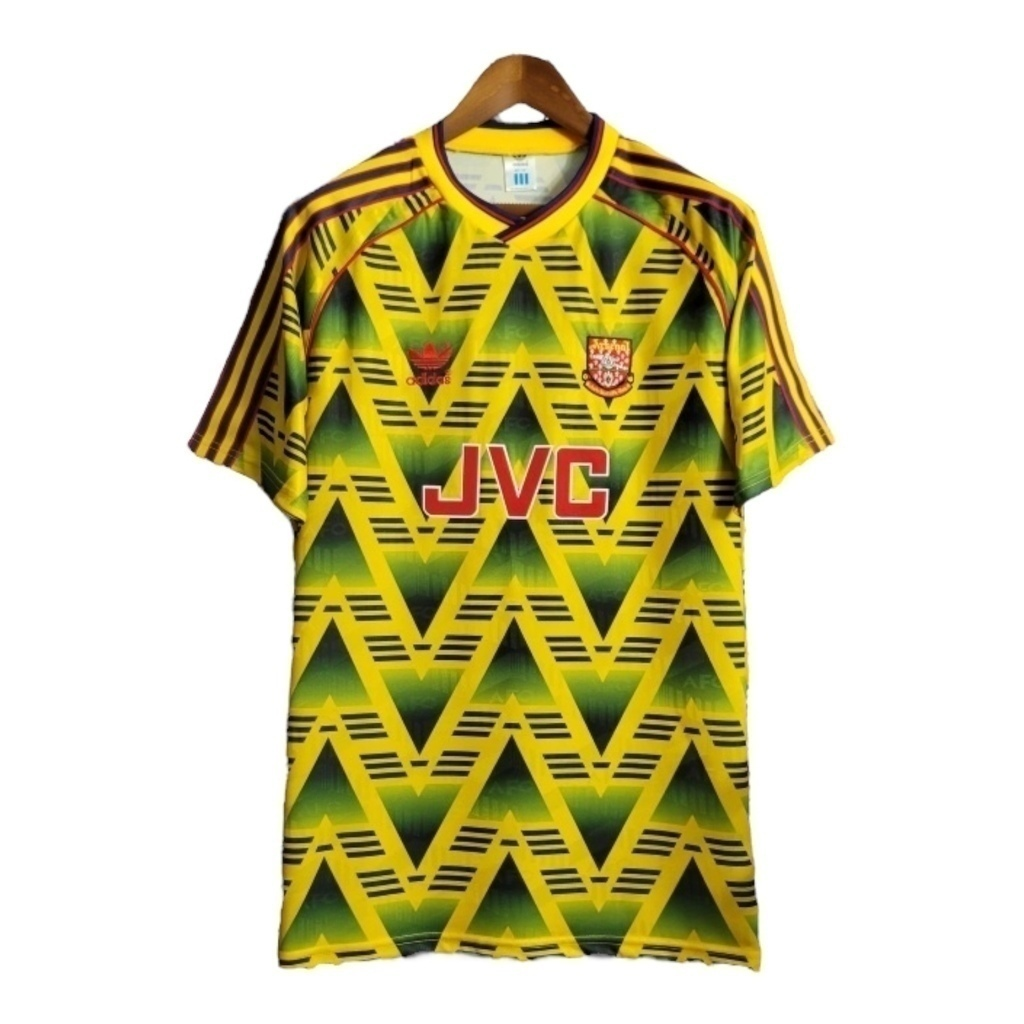 Camisa Arsenal II 1991/1993 - Retrô Adidas - Amarela com detalhes em verde e vermelho