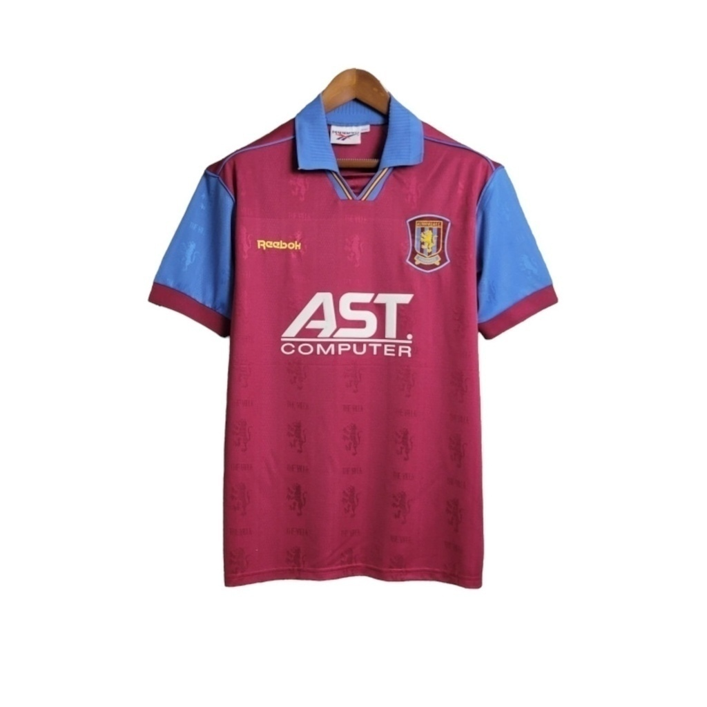 Camisa Aston Villa I 1995/1997 - Retrô Reebok - Vinho com detalhes em azul