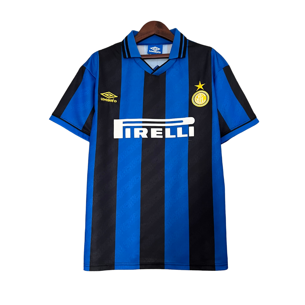Camisa Inter de Milão I 1995/1996 - Retrô Umbro - Azul e preta
