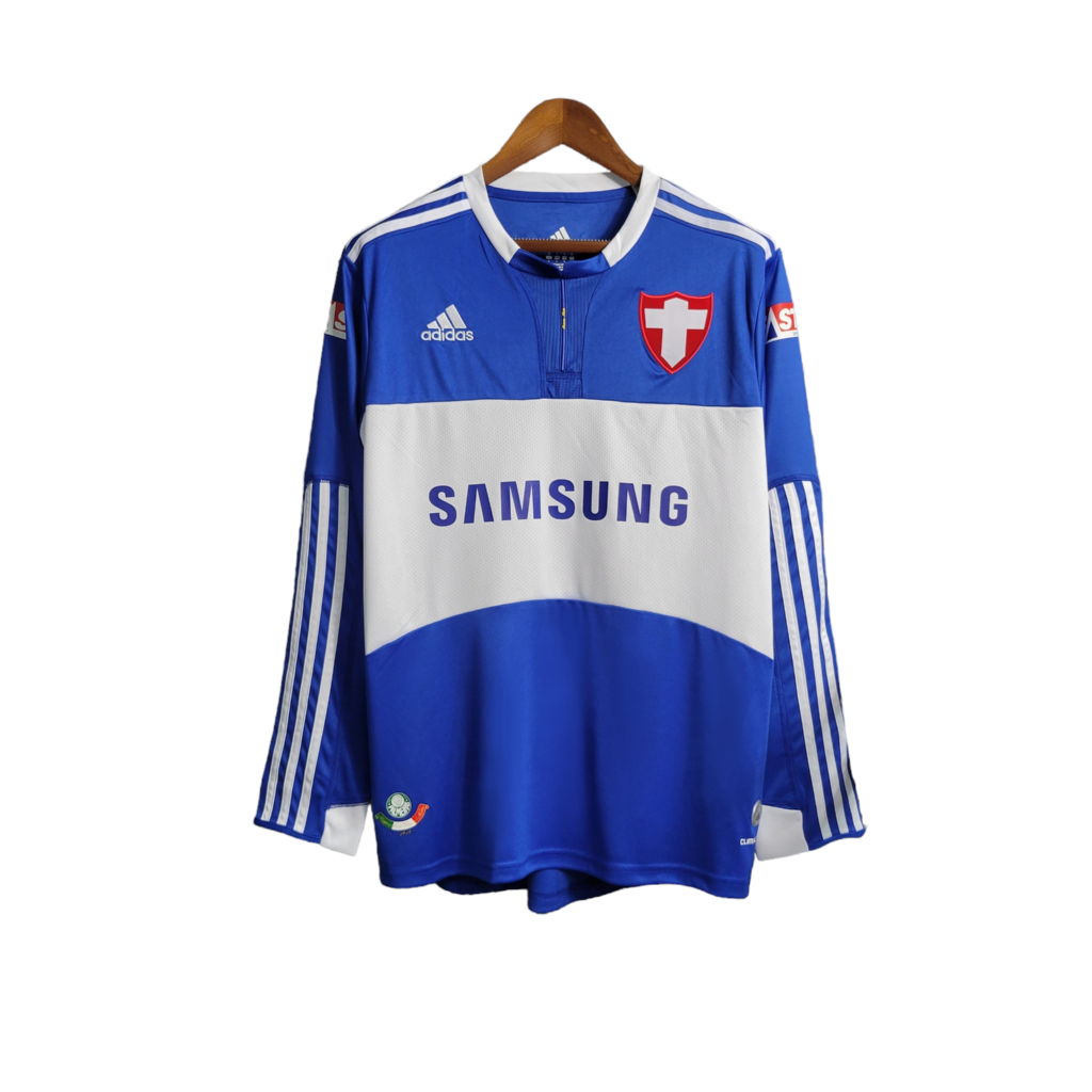 Camisa Palmeiras III 2019 Manga Longa - Retrô Adidas - Azul com detalhes em branco