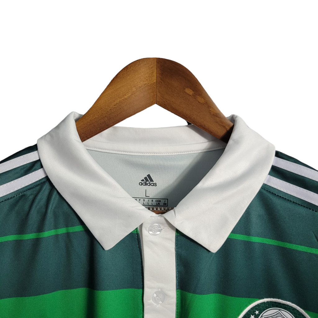 Camisa Palmeiras I 2010/2011 - Retrô Adidas - Verde com listras em branco e verde escuro