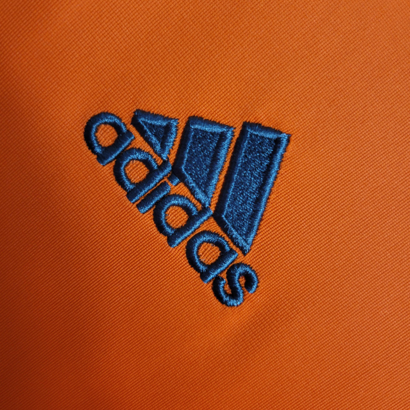 Camisa Real Madrid II 2013/2014 Manga Longa - Retrô Adidas - Laranja com detalhes em cinza