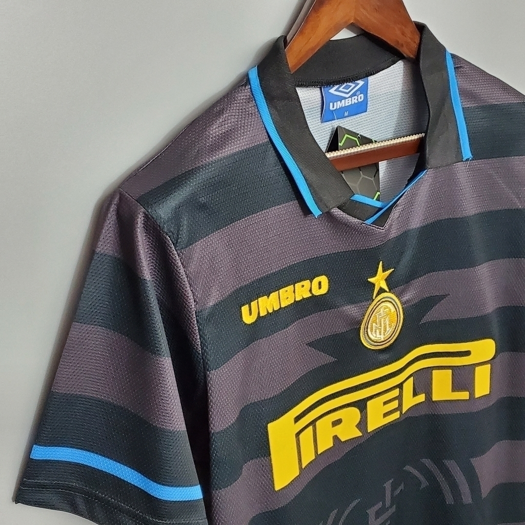 Camisa Inter de Milão II 1997/1998 - Retrô Umbro - Preta e cinza