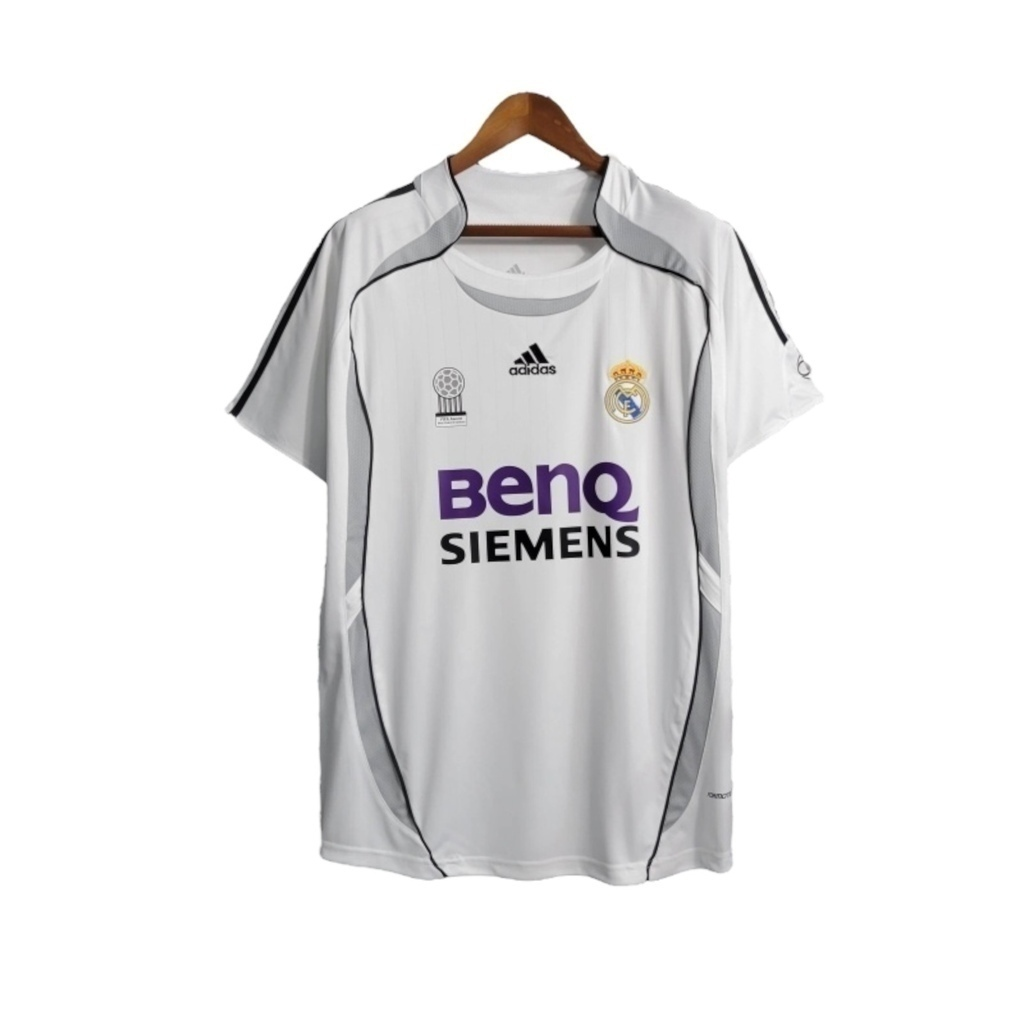 Camisa Real Madrid I 2006/2007 - Retrô Adidas - Branca com detalhes em preto e cinza