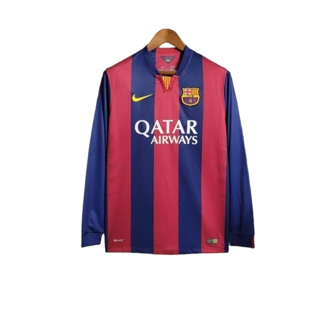 Camisa Barcelona I 2014/2015 Manga Longa - Retrô Nike - Azul e vermelha